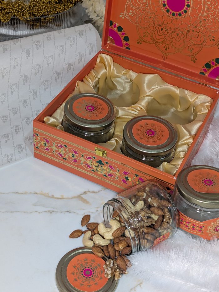 Festival Orange 4-Jar Gift Box – Mandala Print - Image 4