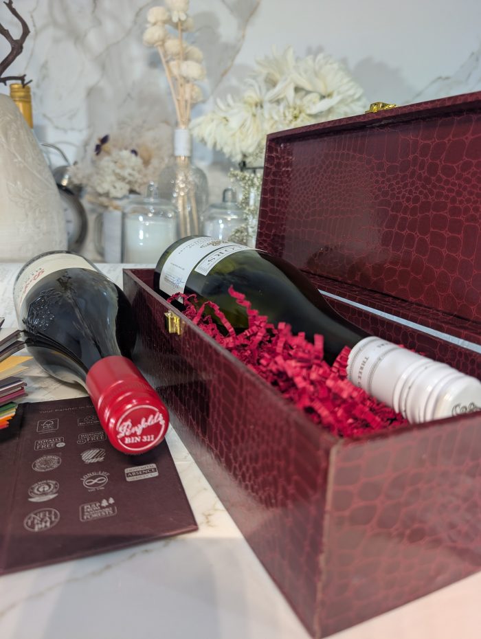 Luxury Red Alligator Textured Wine Gift Box – Single Bottle - Image 2