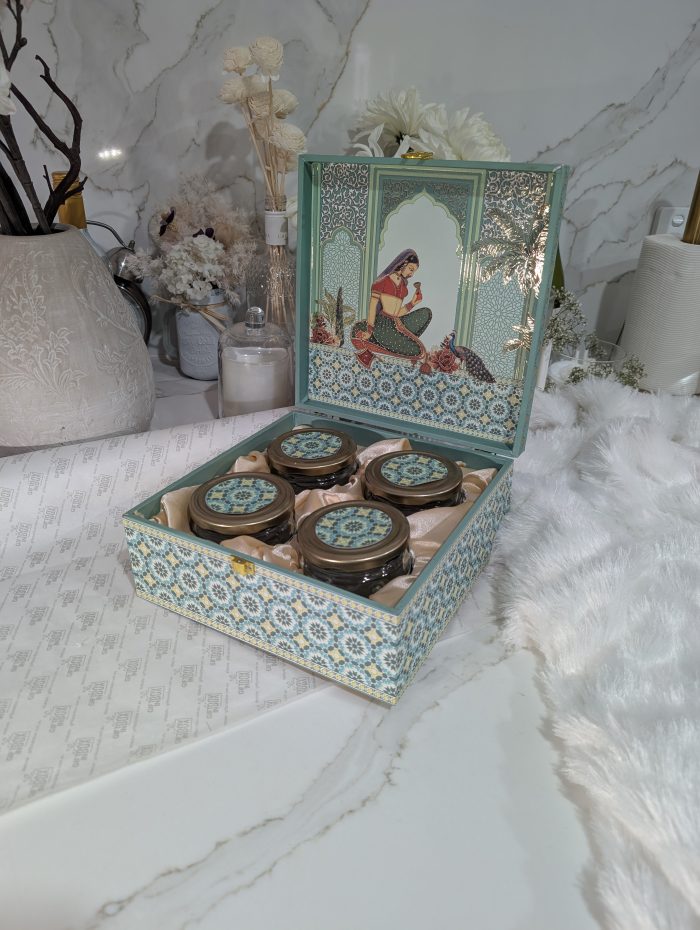 Teal Mosaic Peacock 4-Jar Gift Box – Heritage Tile - Image 2