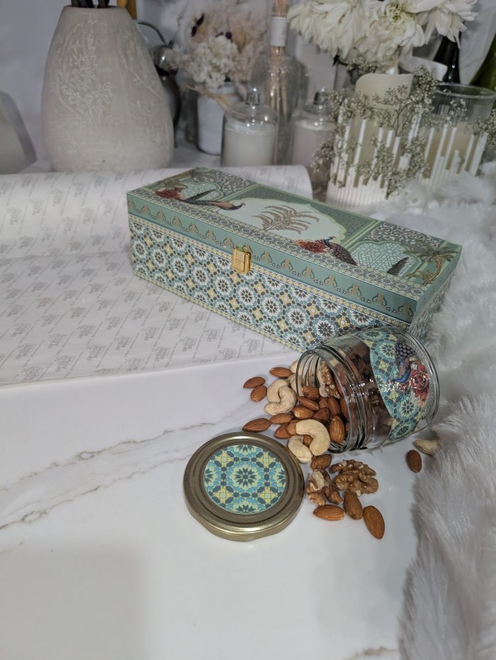 Teal Mosaic Peacock 3-Jar Gift Box – Heritage Tile - Image 2