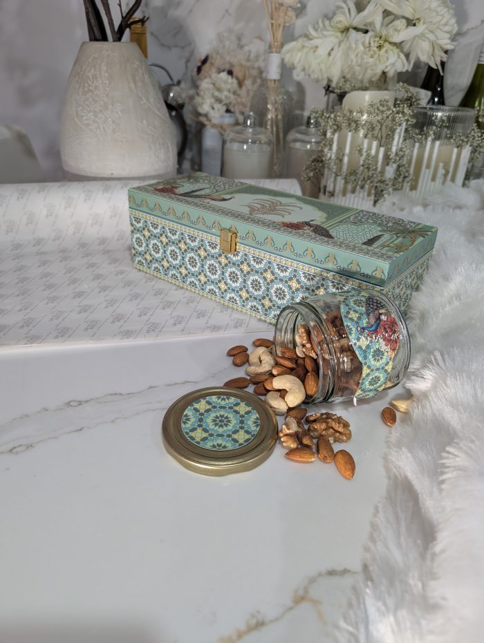 Teal Mosaic Peacock 3-Jar Gift Box – Heritage Tile - Image 4