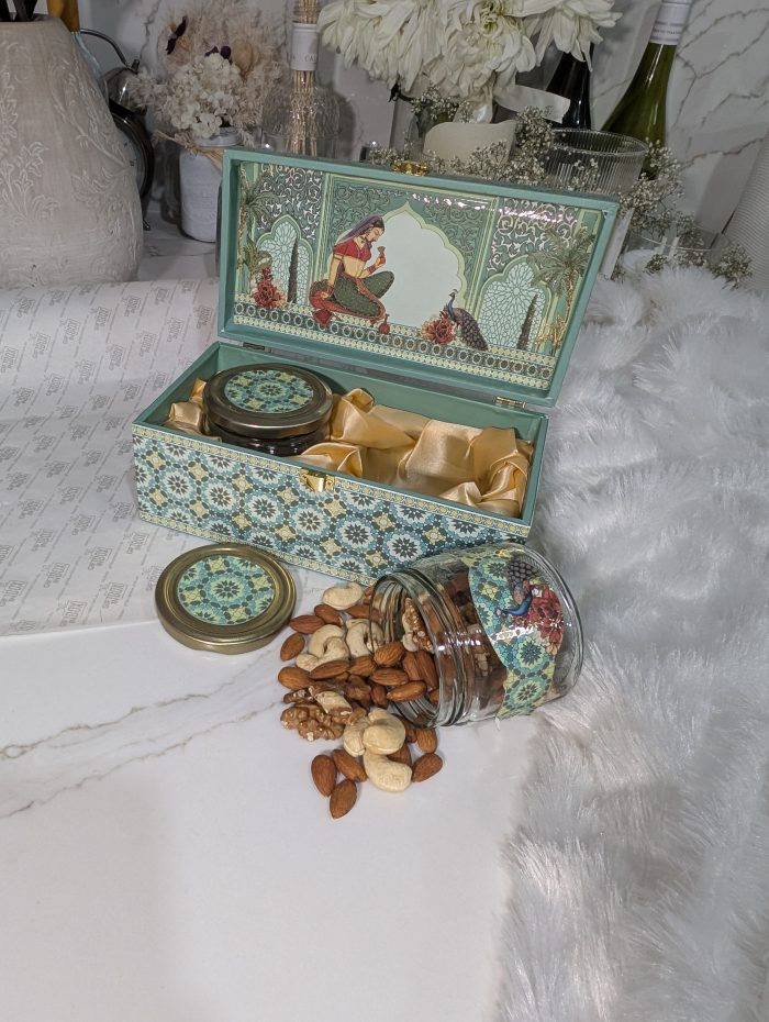 Teal Mosaic Peacock 2-Jar Gift Box – Heritage Tile - Image 3